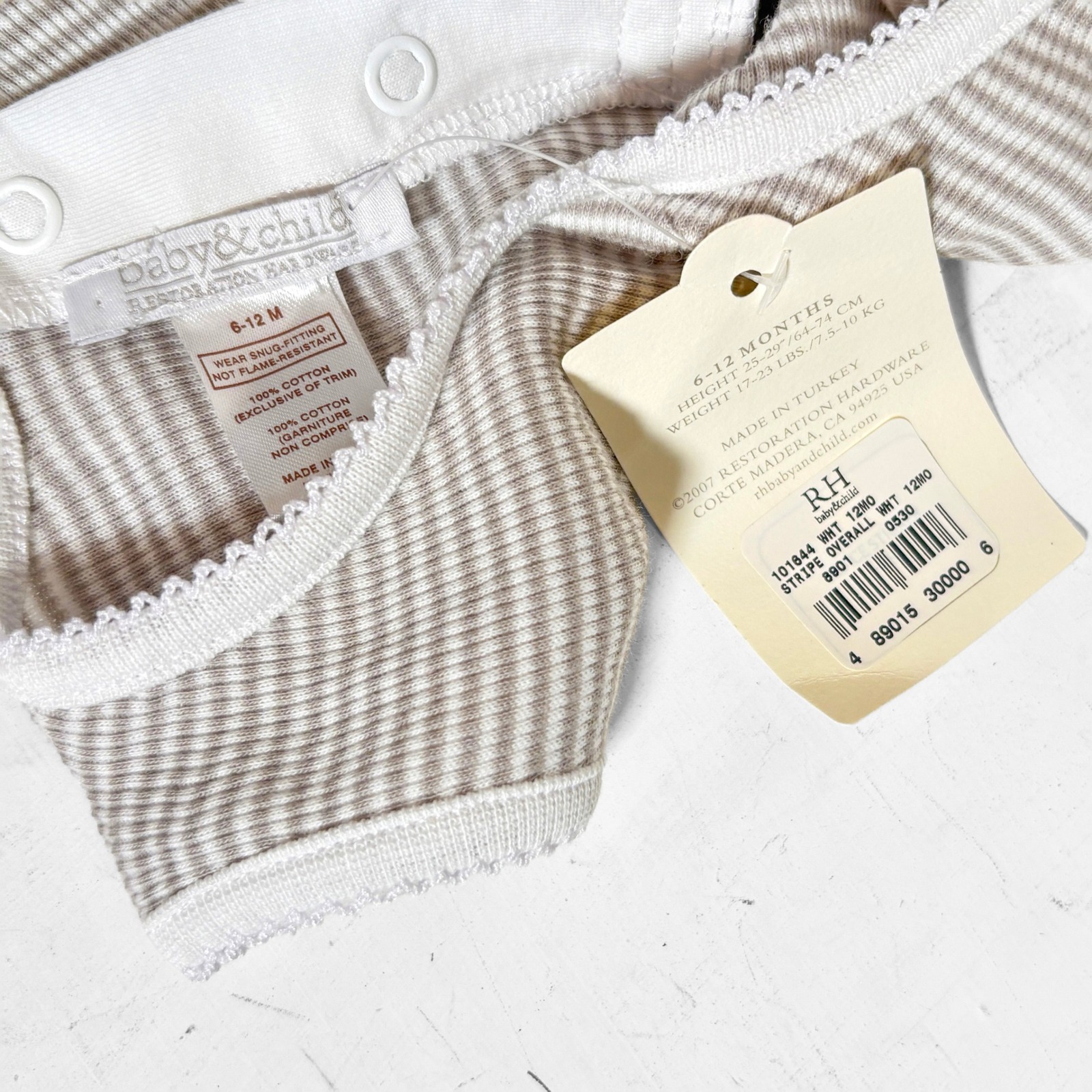 Restoration Hardware Baby & Child New Stripe Layette Romper 6-12m Neutral — image 6 of 6